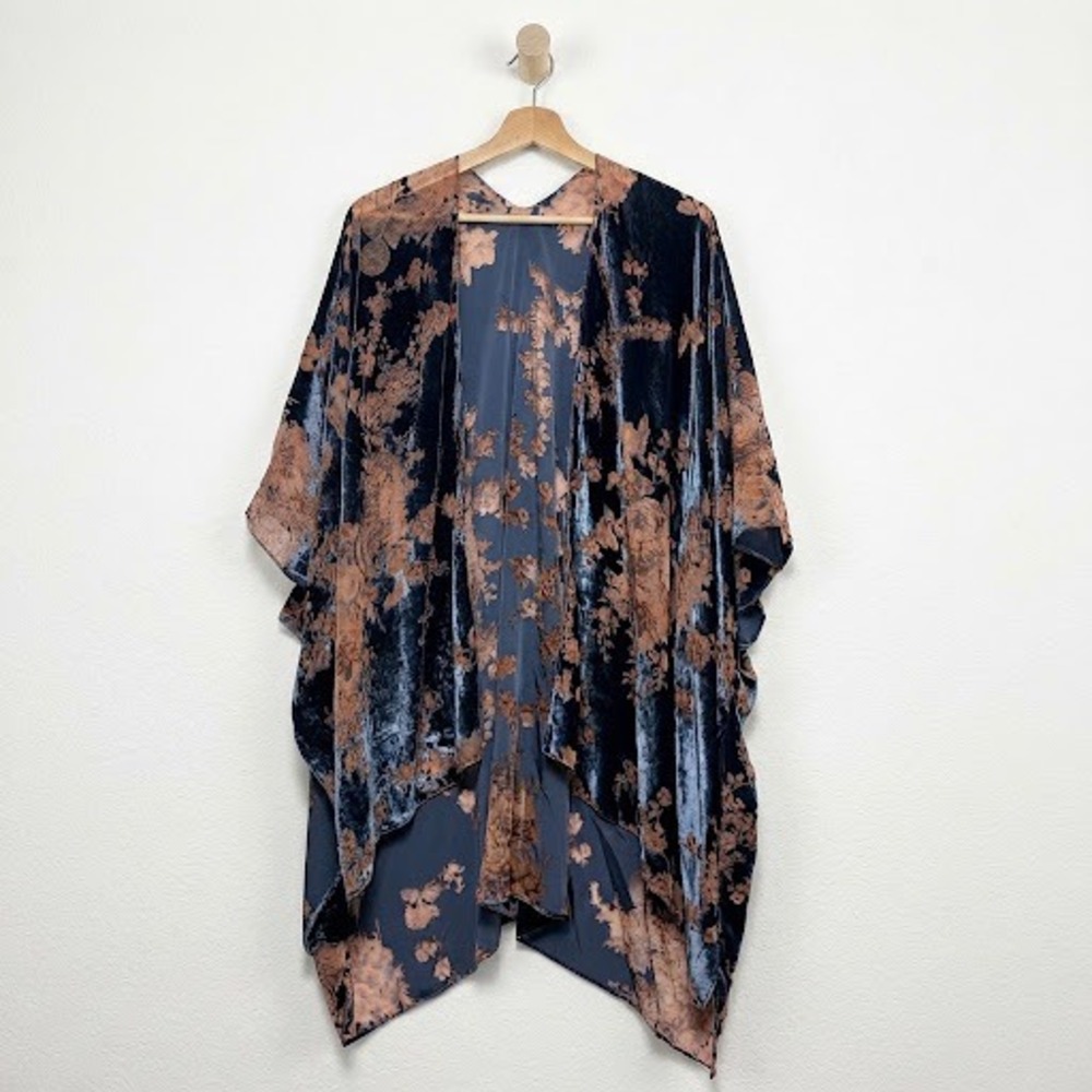 Lovestitch Moody Floral Velvet Burnout Kimono Cardigan Fairy Grunge Festival OS